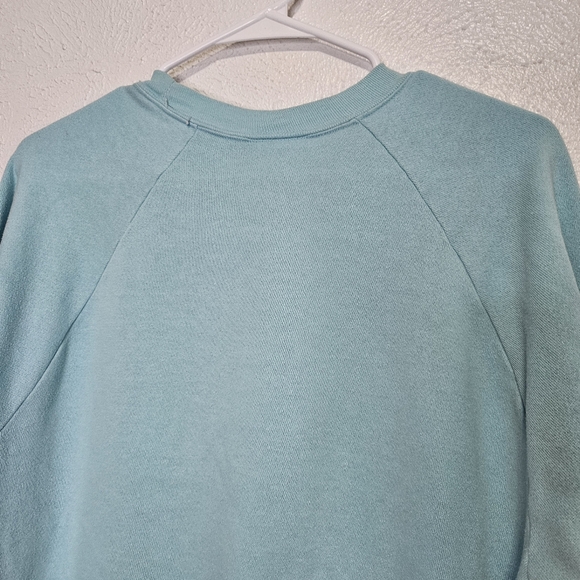 Vintage Guess USA Puppy Crewneck Sweatshirt Blue Pink 80's Women's Size Small - Picture 7 of 12
